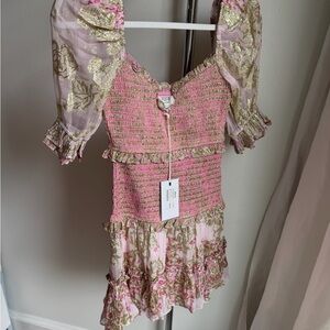 HEMANT & NANDITA Pink and Gold Dress